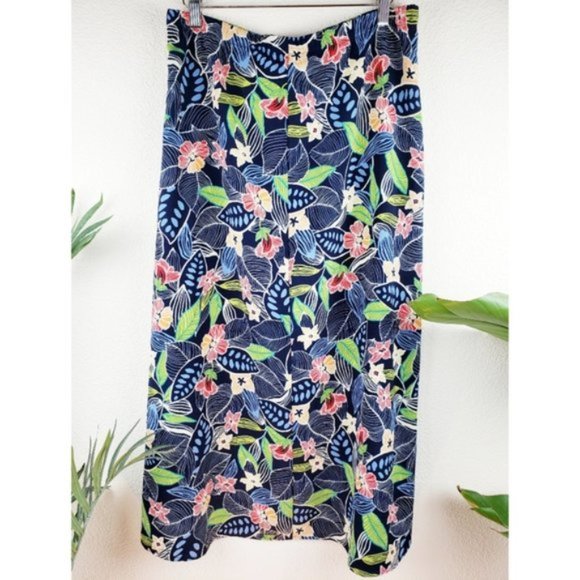Vintage Y2K Midi Skirt A-line Colorful Floral Print size 8 - Picture 6 of 10